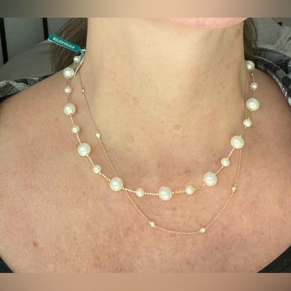 NEW NWT Effy 14K Yellow Gold Pearl Necklace